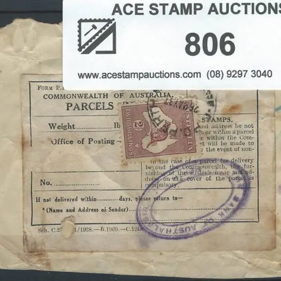 1931-47 CofA 2/- maroon Die II on parcel label ...