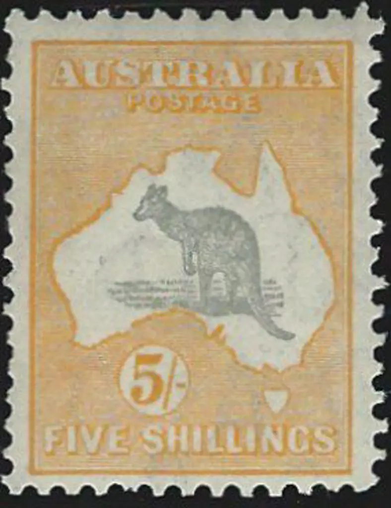 1931-47 CofA 5/- grey & yellow. Fresh MVLH, ... Image 1++
