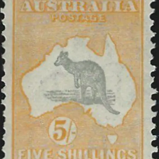 1931-47 CofA 5/- grey & yellow. Fresh MVLH, ...