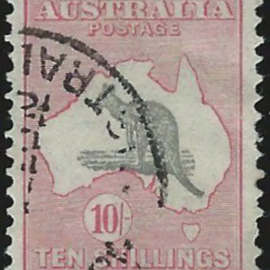 1931-47 CofA 10/- grey & pink. F/U by partial cds. ...
