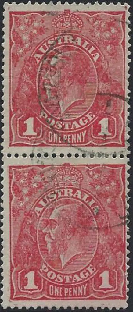 1914-20 Single wmk 1d carmine-red Die II on rough ... Image 1++