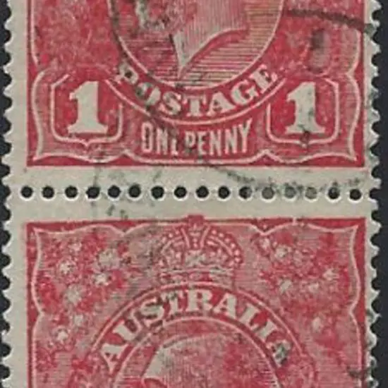 1914-20 Single wmk 1d carmine-red Die II on rough ...