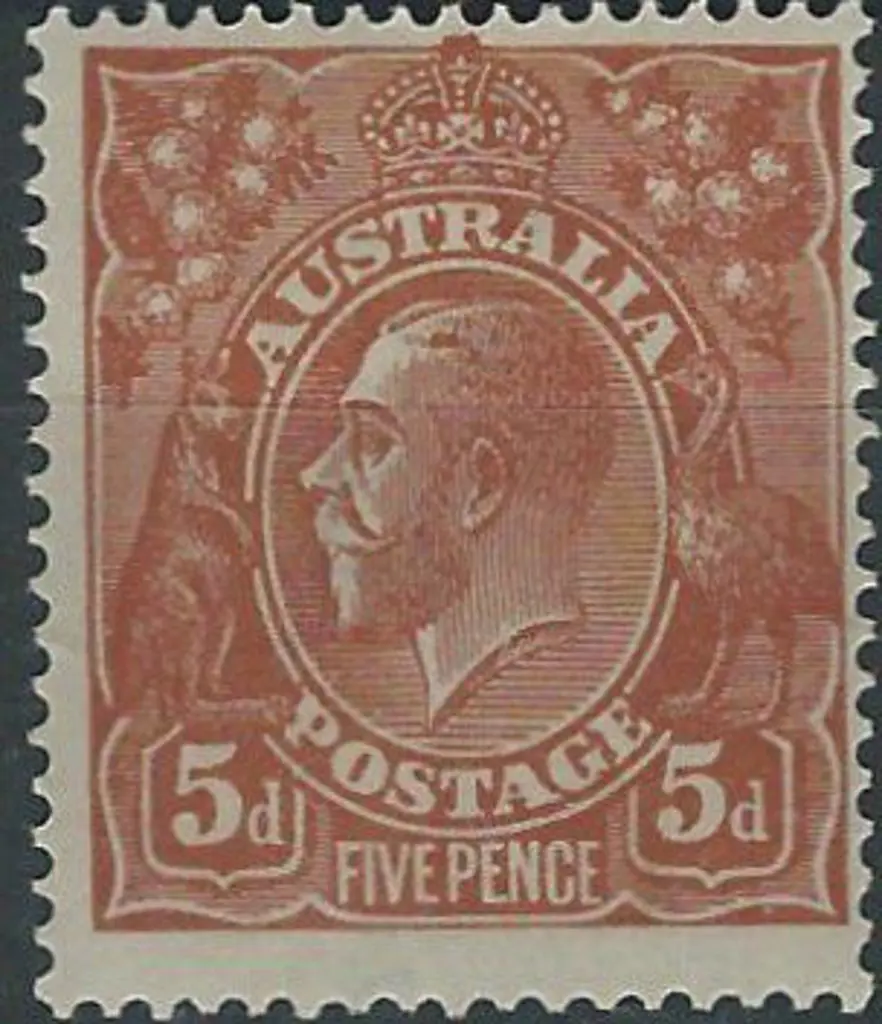 1914-20 Single wmk 5d chestnut with comb perf. ... Image 1++
