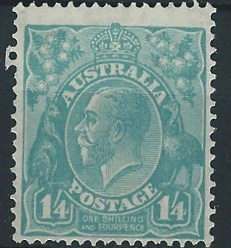 1926-30 SM wmk Perf 13½x12½ 1/4d turquoise. MLH, ... Image 1++