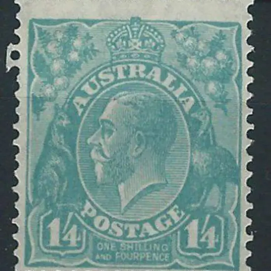 1926-30 SM wmk Perf 13½x12½ 1/4d turquoise. MLH, ...