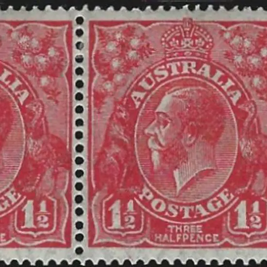 1926-30 SM wmk Perf.14 1½d scarlet marginal pair ...