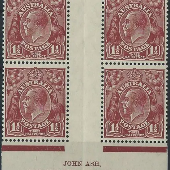 1931-36 CofA 1½d red-brown, N over A Ash imprint ...