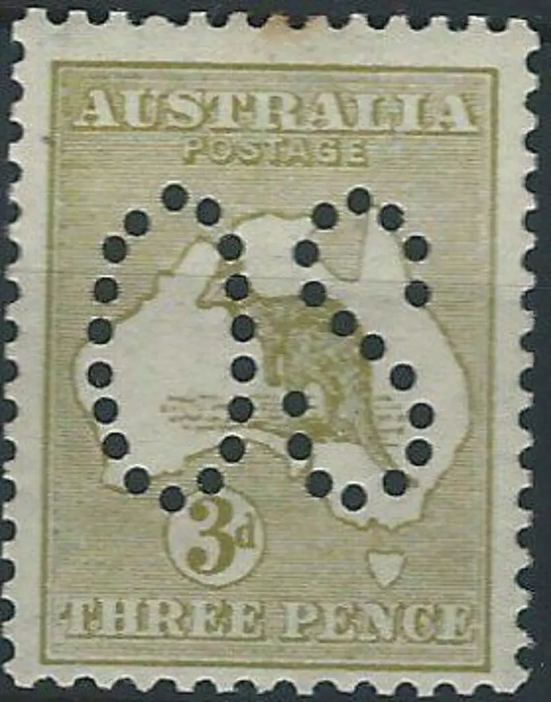 1913 3d olive Die I, 1st wmk perfined large "OS". ... Image 1++