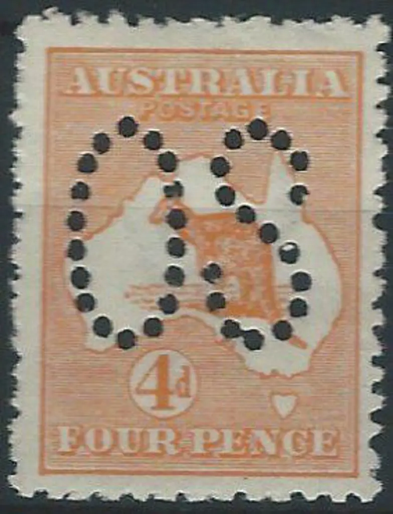 1913 4d orange, 1st wmk perfined large "OS". MVLH ... Image 1++