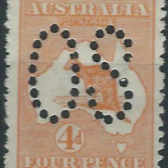 1913 4d orange, 1st wmk perfined large "OS". MVLH ...
