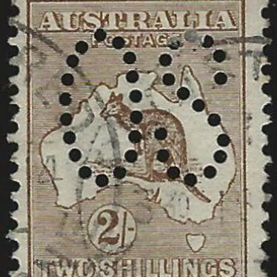 1913 2/- brown perfined large "OS". F/U & ...