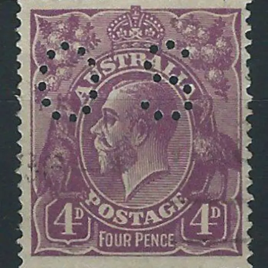 1918/23 4d violet KGV perfined "OS". F/U & well ...