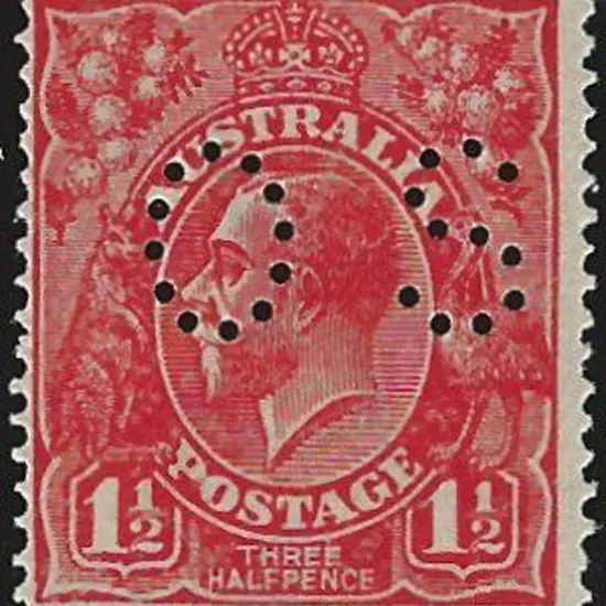 1924 1½d red Die I, single wmk, perfined "OS" with ...