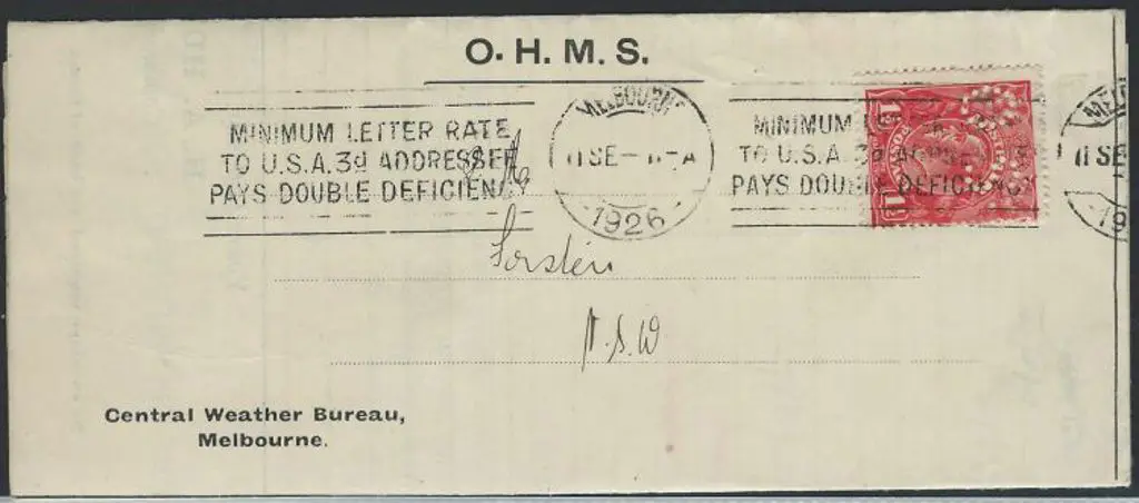 1926 1½d KGV perfined OS on OHMS pre-printed ... Image 1++