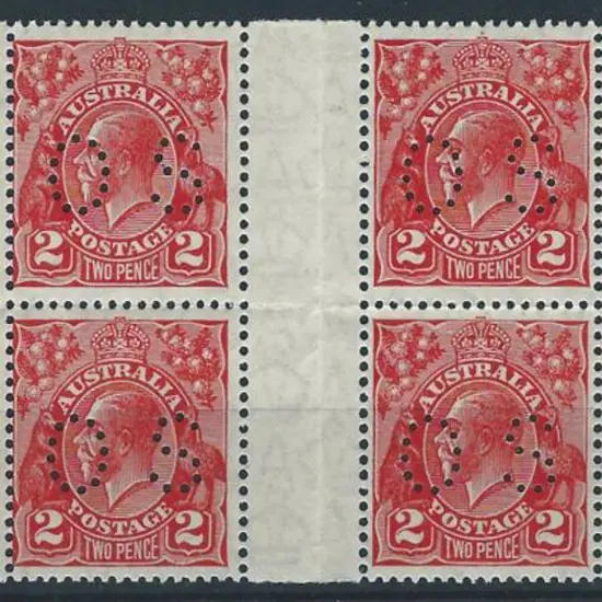 1926 2d golden scarlet, Die III KGV perfined small ...