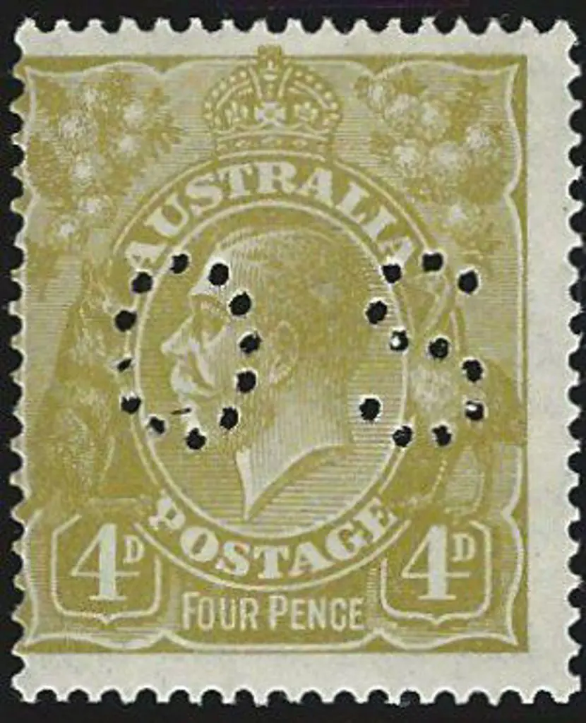 1927 4d olive, Sm Mult wmk, perf. 14, "OS". MVLH ... Image 1++
