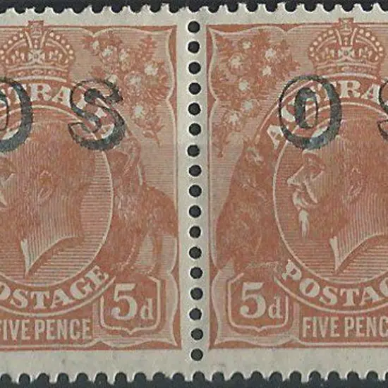 1932/33 5d orange brown KGV ovptd "OS" in ...