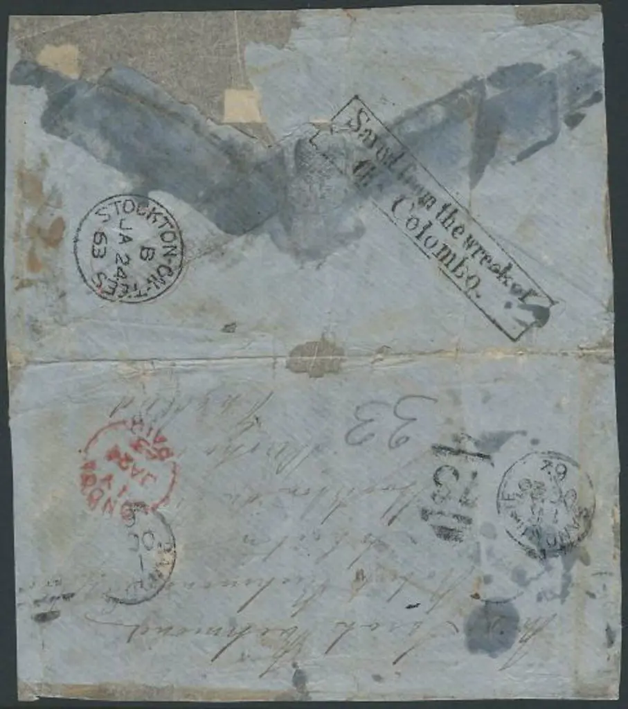 1862 Colombo Cover from the shipwreck of the P.& ... Image 1++
