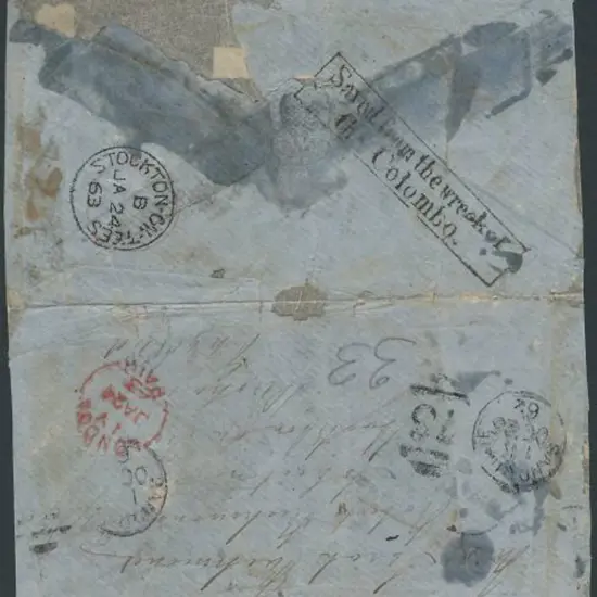 1862 Colombo Cover from the shipwreck of the P.& ...