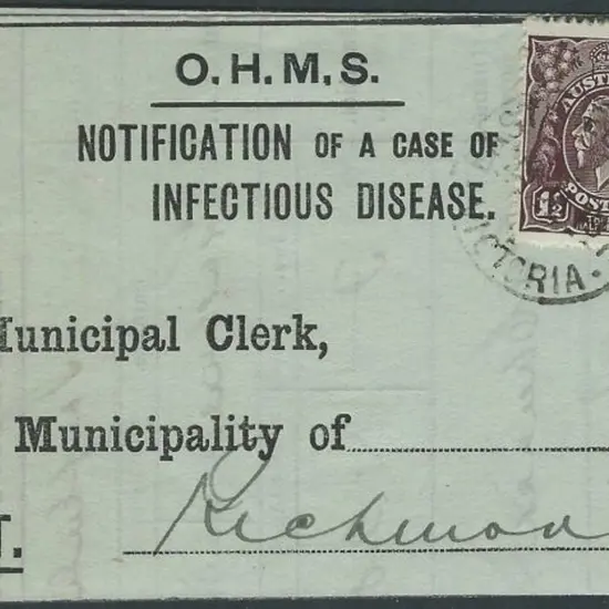 1919 (28th January) "Notification of a Case of ...