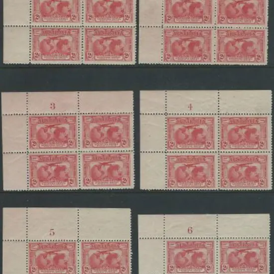 1931 2d Kingsford Smith set of 8 plate number ...
