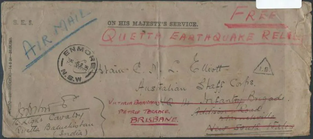 1935 "Freepost Quetta Earthquake Relief" OHMS ... Image 1++
