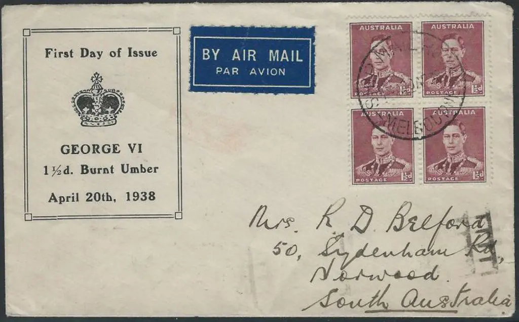 1938 (20th Apr) 1½ KGVI block of 4 FDC with ... Image 1++