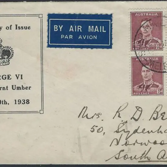 1938 (20th Apr) 1½ KGVI block of 4 FDC with ...