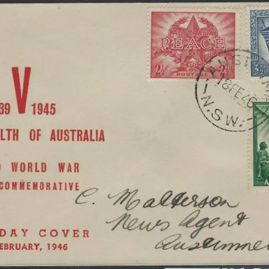 1946 (18th Feb) Peace set of 3 on Baker & Malone ...