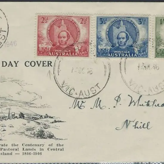 1946 (14th Oct) Mitchell set of 3 on Rex Bodin FDC ...