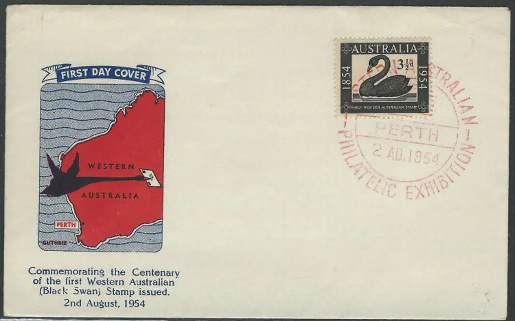 1954 (2nd Aug) 3½d WA Stamp Cent on Guthrie FDC ... Image 1++