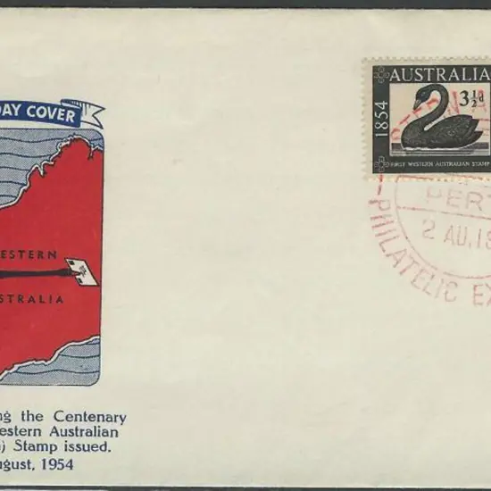 1954 (2nd Aug) 3½d WA Stamp Cent on Guthrie FDC ...