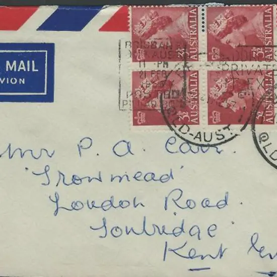 1957 (21st Feb) Airmail cover to England bearing ...