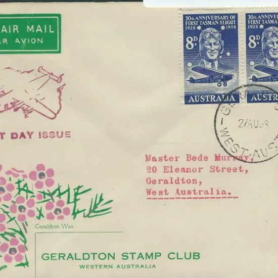 1958 (27th Aug) 1958 8d Kingsford Smith Tasman ...