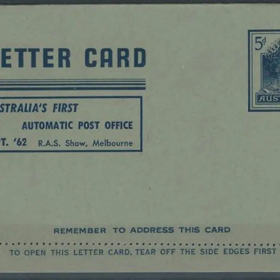 1962 5d blue QEII lettercard with imprint ...