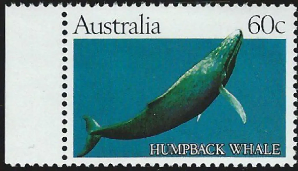 1982 60c Humpback Whale trial printing with solid ... Image 1++