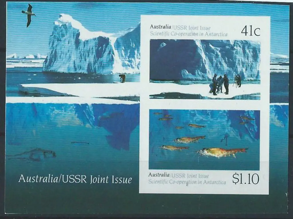 1990 Antarctica Joint Issue with Russia Miniature ... Image 1++