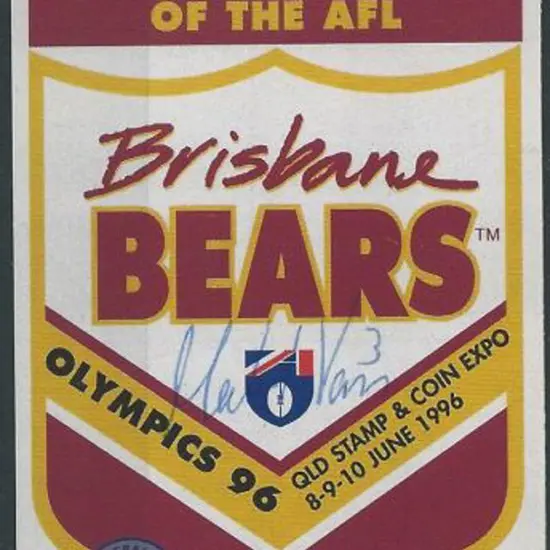 1996 $4.50 Brisbane Bears S/A booklet signed by ...