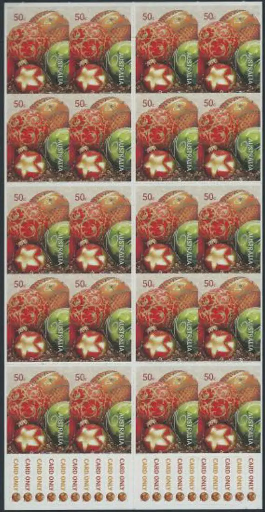 2008 $10 Christmas bauble self adhesive booklet ... Image 1++