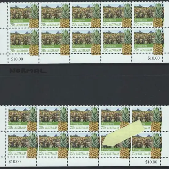 2012 20c Pineapples block of 10 from bottom of ...