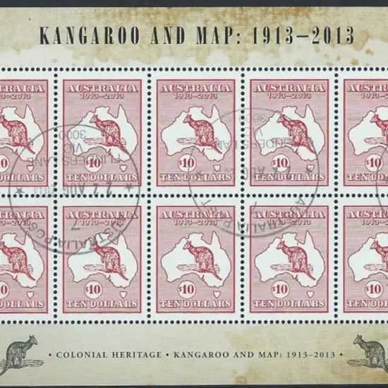 2013 $100 Kangaroo & Map Miniature Sheet F/U by 3 ...