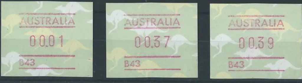 1988 1c, 37c & 39c with B43 cliché for Melbourne ... Image 1++