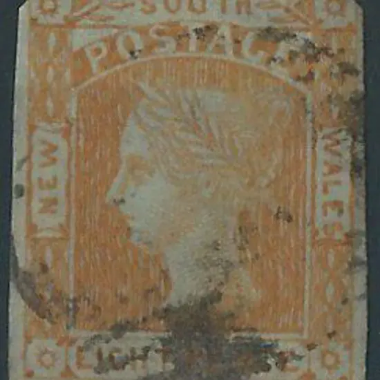 1853 8d dull yellow laureate lightly cancelled but ...