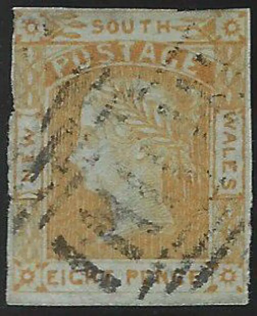 1853 8d dull yellow laureate. Lightly used with 4 ... Image 1++