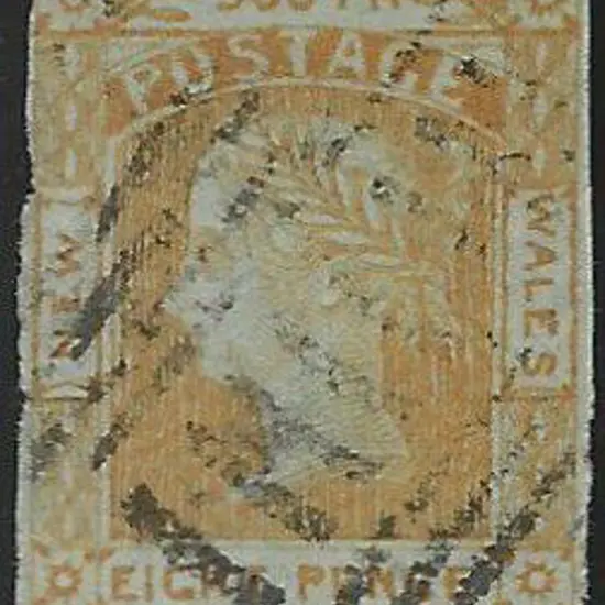 1853 8d dull yellow laureate. Lightly used with 4 ...