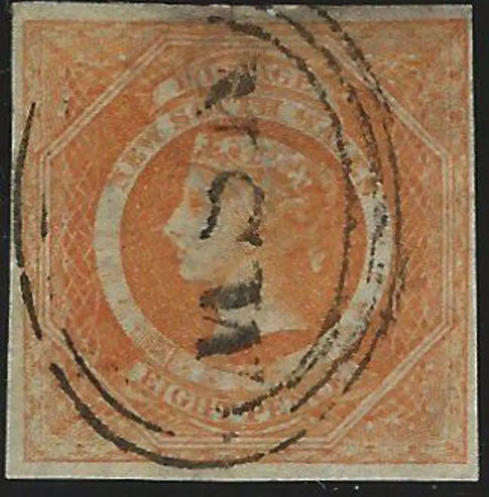 1854/59 8d dull yellow orange fine used with 3 ... Image 1++