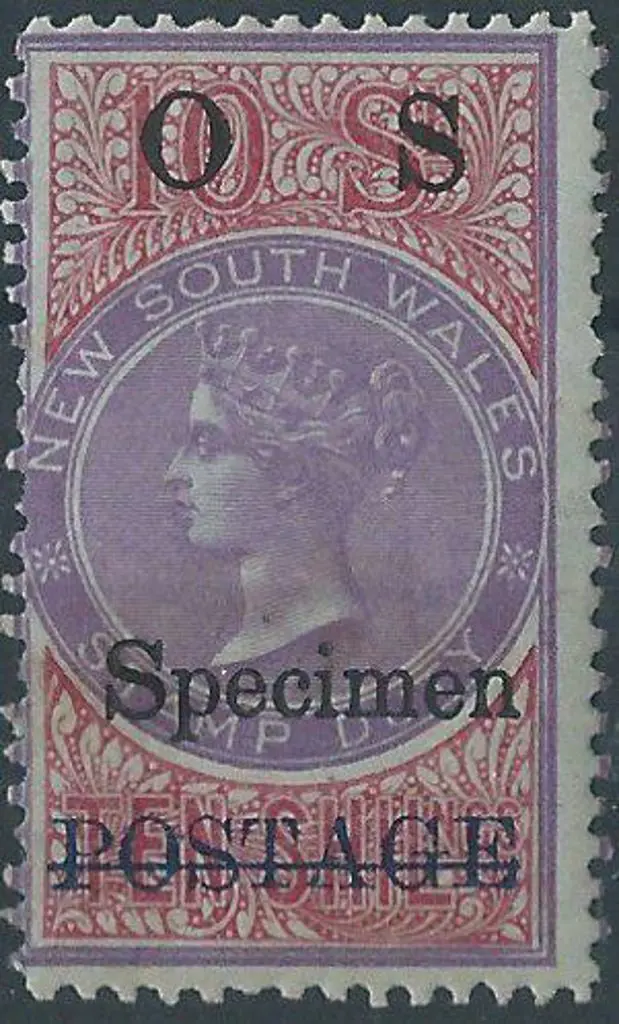 1897 10/- mauve & claret, Perf. 12 ovptd "OS" & ... Image 1++