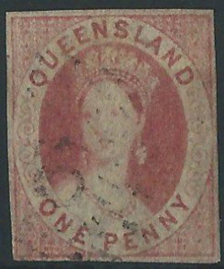 1860 1d carmine-rose F/U with light BN "59" ... Image 1++