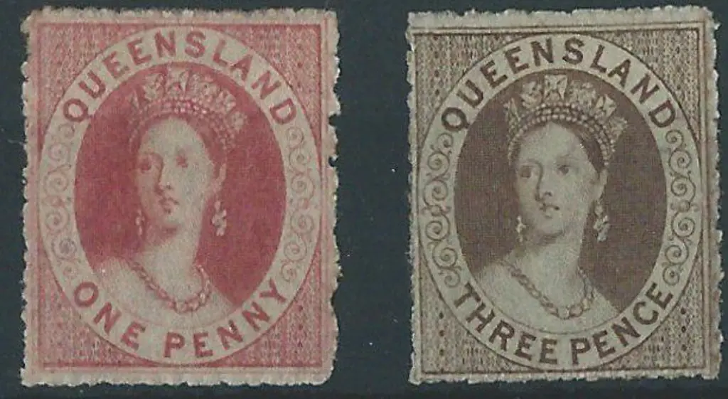 1861 1d & 3d Chalon heads on rough paper, perf. ... Image 1++
