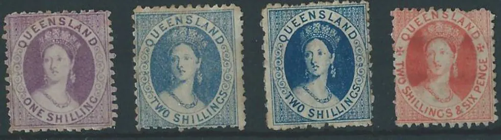 1879 1/- mauve, no wmk & 1880 2/- pale blue & 2/- ... Image 1++